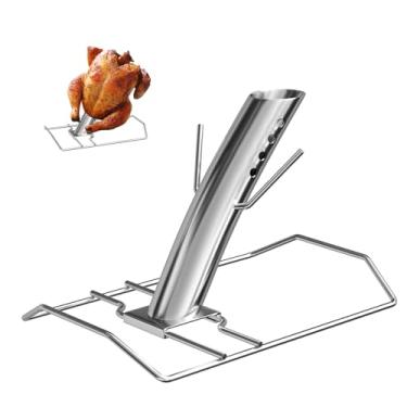 Imagem de BQMAX Canhão de infusão de peru com infusão de aço inoxidável, acessórios de suporte para fritadeira de peru, prateleira de defumador de peru para grelhar, suporte de frango para lata de cerveja para grelhar e fumar, churrasqueira universal para churrasqueira