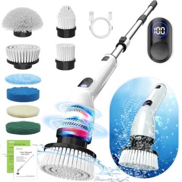 Imagem de TUYU Electric Spin Scrubber with 7 Replaceable Brush Heads, 2023 New Cordless Cleaning Brush, Adjustable Extension Handle Electric Cleaning Brush for Bathroom, Tub, Tile, Floor Wall