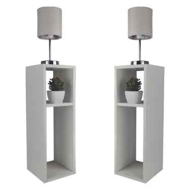 Imagem de Kit 2 Mesa De Cabeceira Branco Cama Solteiro 20Cm