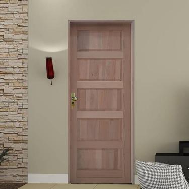 Imagem de Kit Porta De Madeira 210X82Cm Batente 14Cm Fechadura Taco De Golf Externa Trento Tauari