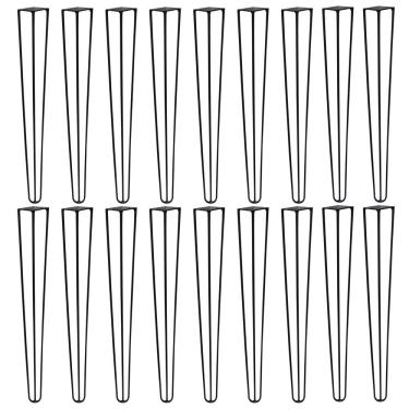 Imagem de Kit 18 Pés De Metal 60 Cm Hairpin Legs Mesa De Canto Aparador Preto