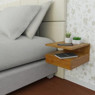 Imagem de Mesa De Cabeceira Suspensa 1 Gaveta Inferior Freijó