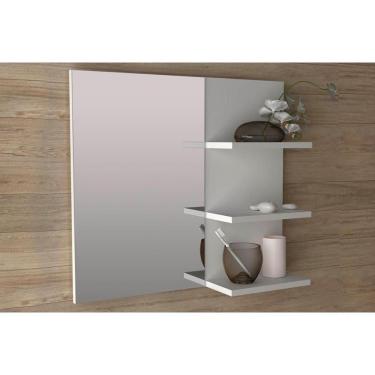 Imagem de Armário De Banheiro C-espelho Bn3608 3 Prateleiras 60cm Cor Branco - Tecno Mobili