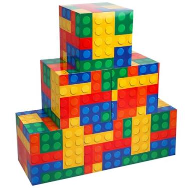 Imagem de PQJSJDR 6 caixas de festa de blocos de montar, caixa de lembrancinhas de 29 cm para decorações de aniversário, porta-malas ou petiscos, centros de mesa, decorações de jogos