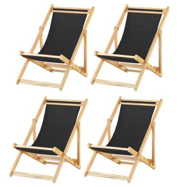 Imagem de Kit 4 Cadeira Espreguiçadeira Dobrável S-b-preto