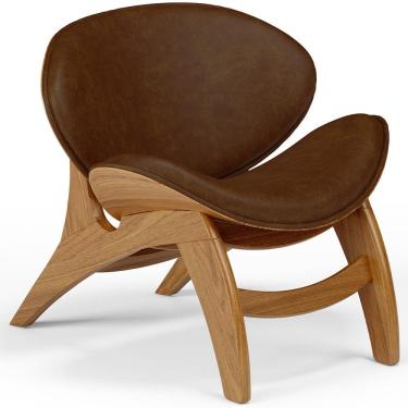 Imagem de Poltrona Decorativa Orgânica Sala Living Kadosh L02 Couríssimo Marrom