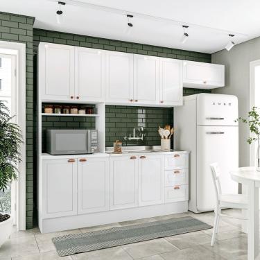 Imagem de Cozinha Pérola Com Rodapé 4 Peças Paneleiro/torre Quente Aéreo 3 Portas Balcão 120 E Basculante Yesc Branco