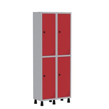Imagem de Roupeiro Aco Light 2v 04 Portas Gr302/4pri Cinza/vermelho