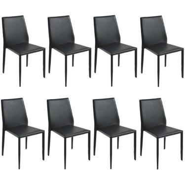 Imagem de Kit Com 8 Cadeiras De Jantar Amanda Pvc Preto