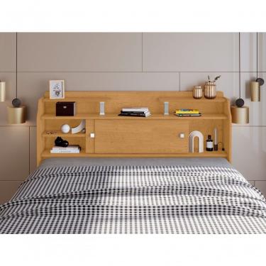 Imagem de Cabeceira Casal Elisa Conjunto Box Colchão 138cm Naturalle Mdf