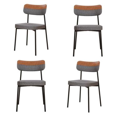 Imagem de Kit Com 4 Cadeiras Para Sala De Jantar Mona Yescasa Cinza Corriente-caramelo