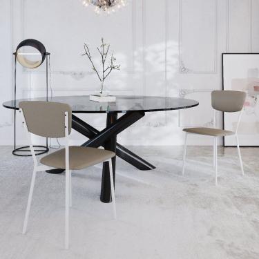 Imagem de Cadeira Fixa Estofada Vintage Retrô Com 2 Unidades Cinza-branco Fosco