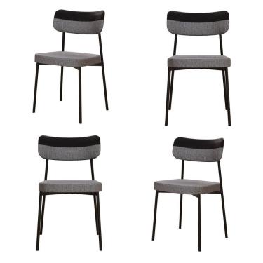 Imagem de Kit Com 4 Cadeiras Para Sala De Jantar Mona Yescasa Cinza Corriente-preto