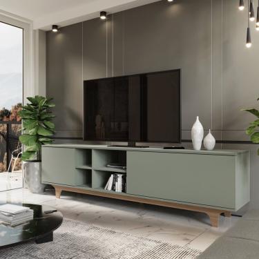 Imagem de Rack Para Sala De Estar 200x55x40cm Lars Verde-freijó