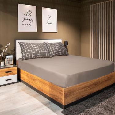 Imagem de Jogo De Cama Portallar Casal Malha 100% Algodão Premiun Classic Laura 3 Peças Capuccino