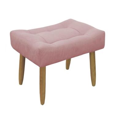 Imagem de Puff Banqueta Decorativo Pés Madeira Rosa
