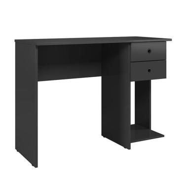 Imagem de Mesa Escrivaninha 4115 2 Gavetas MDP 100 cm Preto com Prateleira para Escritório