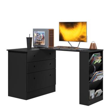 Imagem de Cômoda Com Mesa Giratória Gamer Preto Fosco - Qmovi Preto Fosco