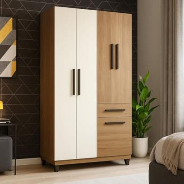 Imagem de Guarda Roupa/roupeiro Solteiro 5 Portas 1 Gaveta Laguna (canellaoffwhite)