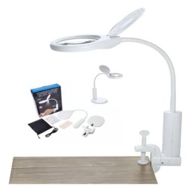 Imagem de Lupa com clip de mesa e bancada 2 em 1 luminaria iluminacao de led par