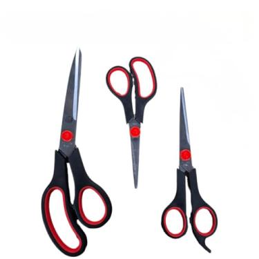 Imagem de Tesoura Profissional Corte Costura Artesanato Kit 3 Peças (TESOUR HOME CABO VERMELH NR-68)