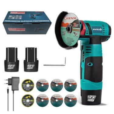Imagem de Esmerilhadeira lixadeira Angular 220v/110v Esmerilhadeira com Controle de Velocidade com 2 Bateria e 8 Pcs Discos de Corte, para Polimento, Afiar, Corte e Remoção de Ferrugem