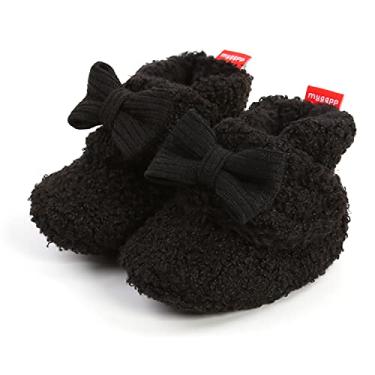 Imagem de hitoddler Sapatinhos Para Bebês Meninas, Pantufas De Lã Aconchegantes Com Laço, Berço Recém-Nascidos, Sapatos Quentes Primeiros Passos, Presente Chá Aniversário Inverno