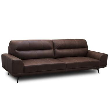 Imagem de Sofá 3 Lugares Para Sala Living Industrial 236cm Cádis L06 Couro Marrom Escuro - Lyam Decor