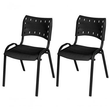 Imagem de Cadeira Iso Base Preto Igreja, Escola, Escritório - Preto - Kit 2 Peças