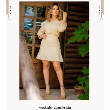 Imagem de Vestido manga princesa na cor Marfim,tecido Cambraia,tamanho M - Loja 