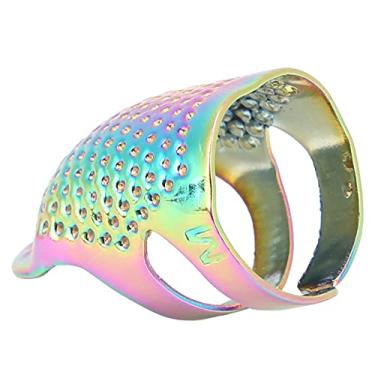 Imagem de Phefop Tanhor de Metal Colorido Com Padrão Afundado, Protetor de Dedos Durável para Costura e Bordado Manual (Colorido s)