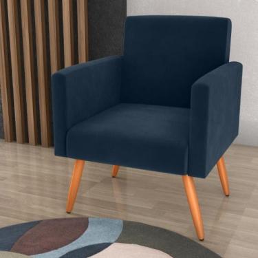 Imagem de Poltrona para Decoração Sara Veludo Azul - CASA H