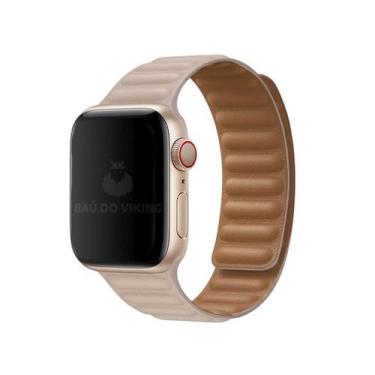 Imagem de Pulseira Elos Couro Blackout Compatível Com Apple Watch - Baú do Vikin