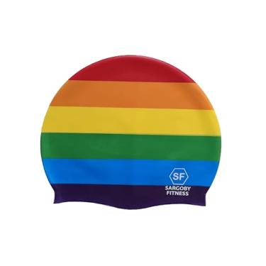 Imagem de Touca de natação infantil projetada para natação de colo para crianças de 6 a 10 anos (arco-íris)