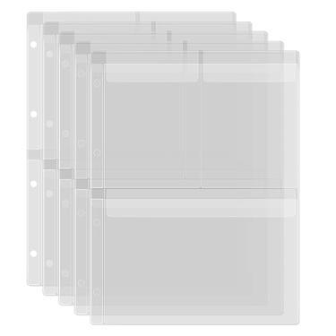 Imagem de Pacote com 5 bolsos de plástico tamanho A4, pastas de PVC à prova d'água com 4 furos, saco de folhas soltas para orçamento, sacos de folhas soltas para agenda, bolsas de inserção de fotos, documentos,