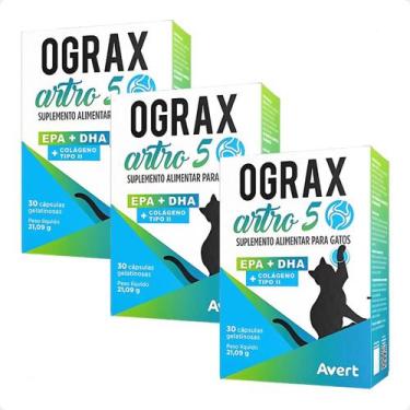 Imagem de Kit 3 Suplemento Alimentar Ograx Artro 5 Gatos - 30 Cápsulas - Avert