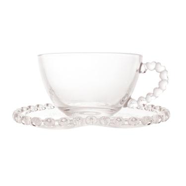 Imagem de Xícara De Chá De Cristal Com Pires Lyor Coração - 170ml Transparente
