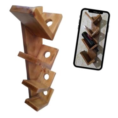 Imagem de Adega Suspensa 4 Garrafas Decorativo em Madeira cor Imbuia