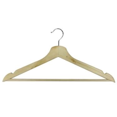 Imagem de Kit 3 pecas cabide de madeira natural - cleanhome, Creme