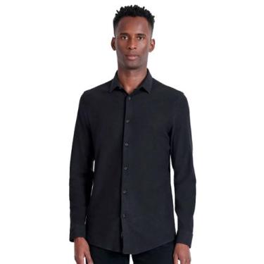 Imagem de Camisa Aramis Masculina Manga Longa Slim Malha Dupla Preta, L/G