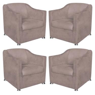 Imagem de Kit 4 Poltronas Bia Decorativa Reforçada Recepção Clinica Salão Sala De Estar Suede
