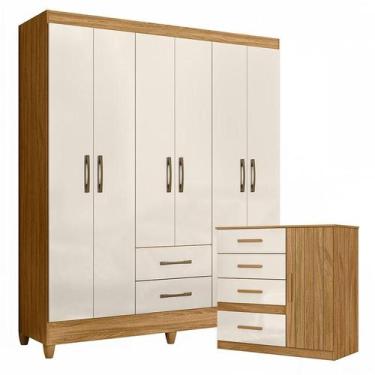 Imagem de Guarda Roupa Casal Panamá e Cômoda Venus Freijó Off White - Moval