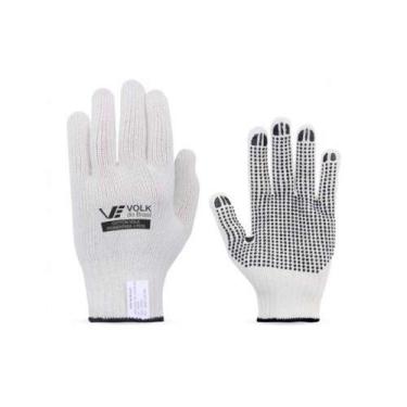 Imagem de Luva de Segurança Algodão Pigmentada Branca Antiderrapante - Volk Bras