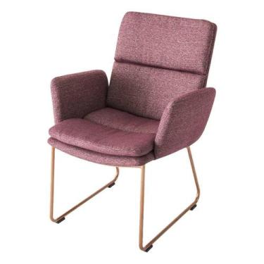 Imagem de Poltrona Nyon Estofada Vinho Pés Aço Carbono Cobre - 69213 - Sun House
