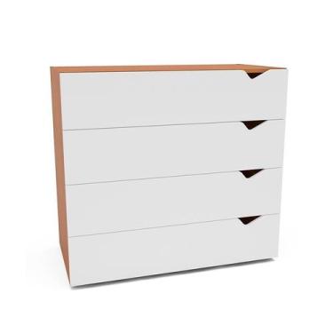Imagem de Cômoda Porto 4 Gavetas Branca e Freijó - Modern