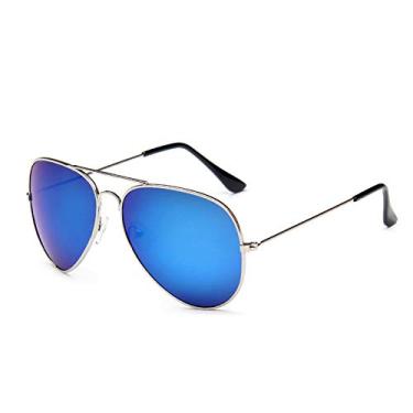 Imagem de WODISON Óculos de sol estilo aviador espelhados vintage para mulheres e homens, armação de metal com lentes refletivas, Moldura prata, verde, misto, azul, One Size