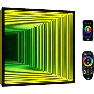 Imagem de Espelhos De Túnel Com Lâmpada Infinita Para Parede, Luz De Arte De Parede Para Colorir Rgb, Lâmpada De Mesa De Jogo Única Para Decoração De Sala Sensorial De Jogos De Garagem, D, 30CM