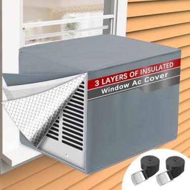 Imagem de TOHONFOO Capas de unidade AC ao ar livre para isolamento de inverno, 61 cm L x 50 cm P x 39,6 cm A, capas de ar condicionado de janela à prova d'água e Windfroof para unidades externas com isolamento