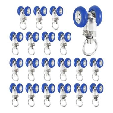 Imagem de Rolos de trilho de cortina, polias de trilho de cortina, 20 peças HhdvdyWgd corredores de metal planadores de teto com rolo de roda dupla para trilhos de janela acessórios de transporte (médio)