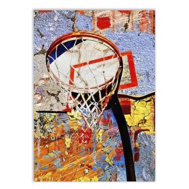 Imagem de Placa Decorativa Basquete Cesta Ilustração Revista Decoração Poster Quarto Sala